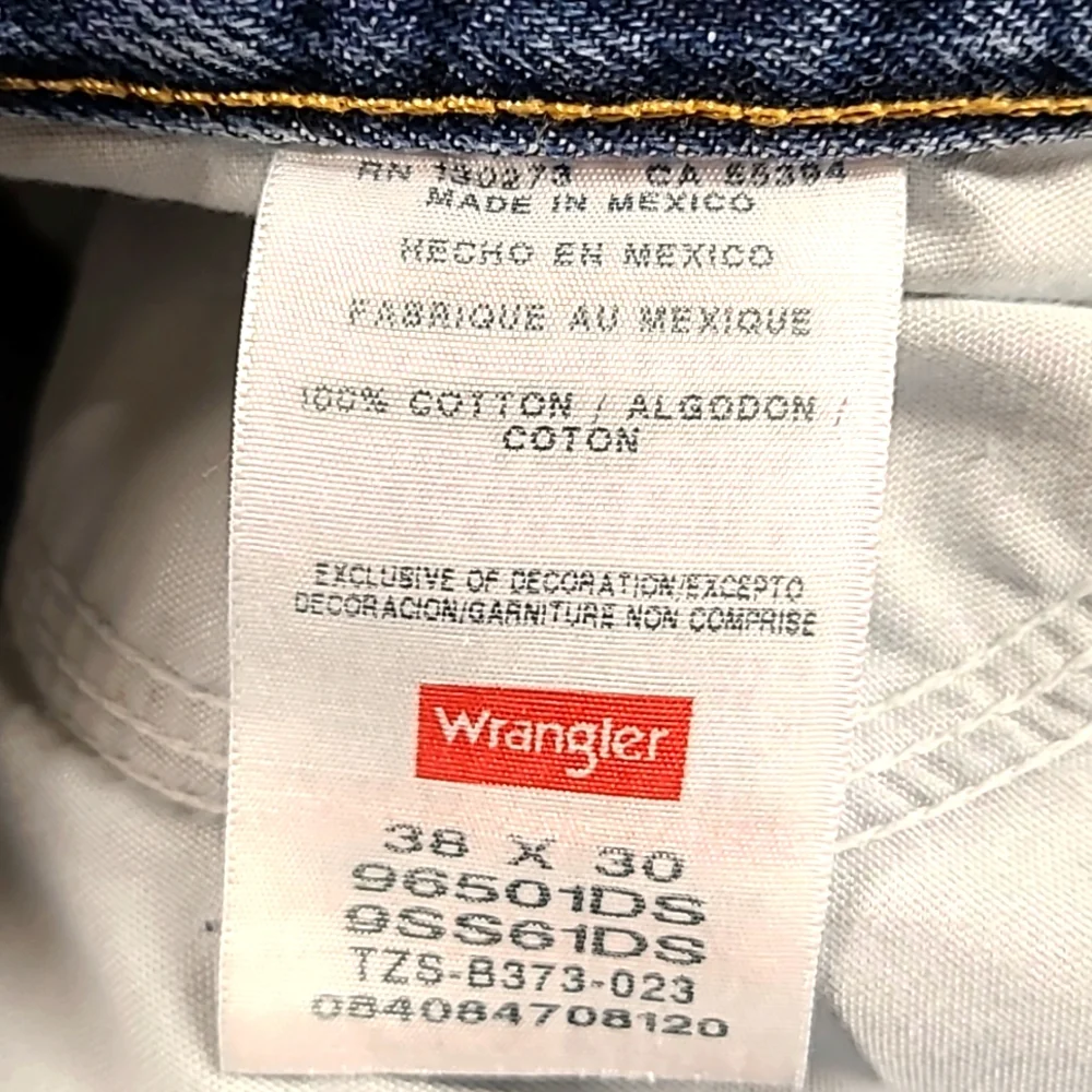 WRANGLER VINTAGE MENS STRAIGHT PREMIUM FADED DISTRESSED STONE WASH JEANS 38x28